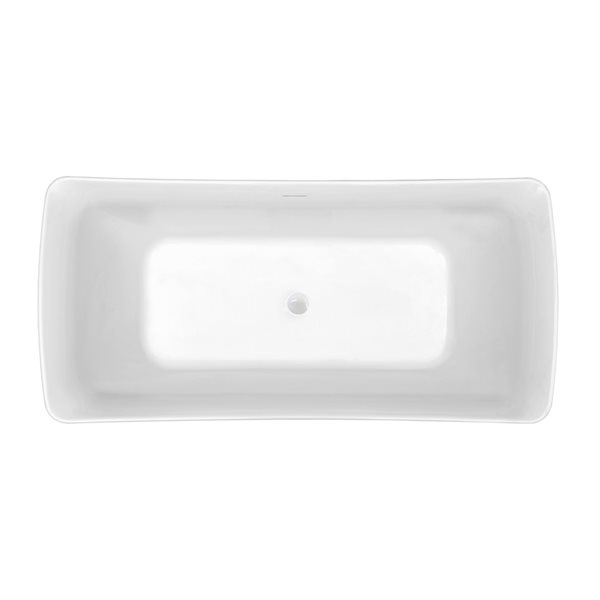 Streamline 30W x 62L Glossy White Acrylic Bathtub and a Glossy White Center Drain