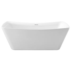 Streamline 30W x 62L Glossy White Acrylic Bathtub and a Glossy White Center Drain