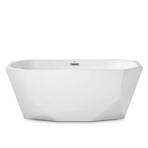 Streamline 28W x 59L Glossy White Acrylic Bathtub and a Polished Chrome Center Drain