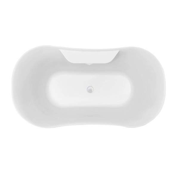 Streamline 32W x 60L Glossy White Acrylic Clawfoot Bathtub with Glossy White Feet and Center Drain