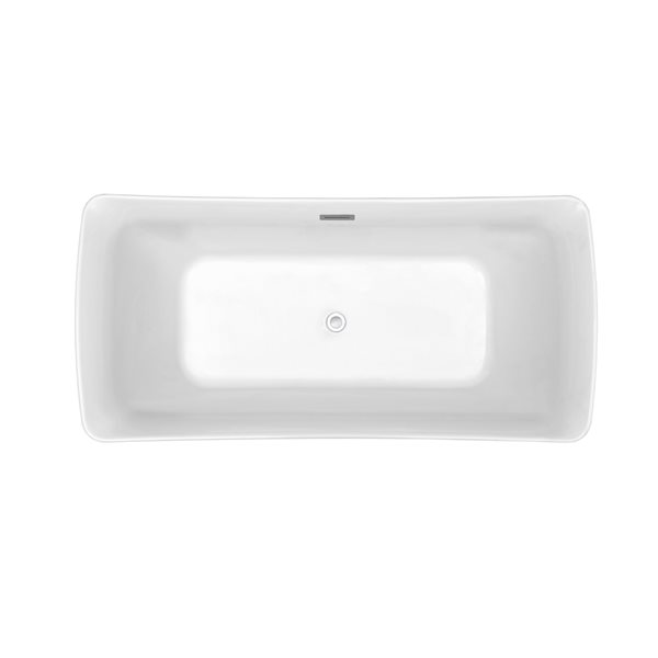 Baignoire en acrylique blanc lustré Streamline de 31 po x 70 po avec drain centré chrome poli