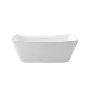 Streamline 31W x 70L Glossy White Acrylic Bathtub and a Polished Chrome Center Drain