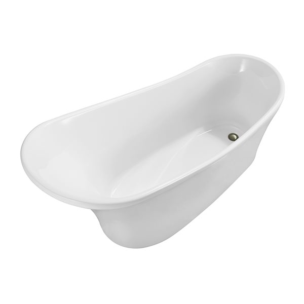 Baignoire en acrylique blanc lustré Streamline de 31 po x 67 po avec drain réversible nickel brossé