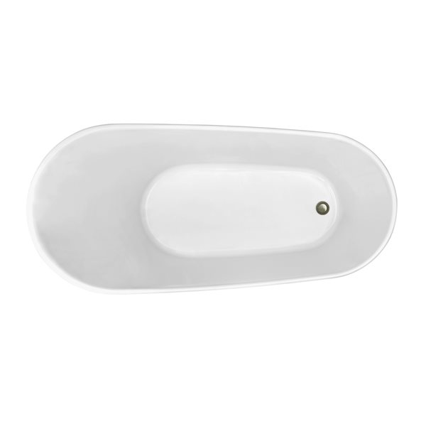 Baignoire en acrylique blanc lustré Streamline de 31 po x 67 po avec drain réversible nickel brossé