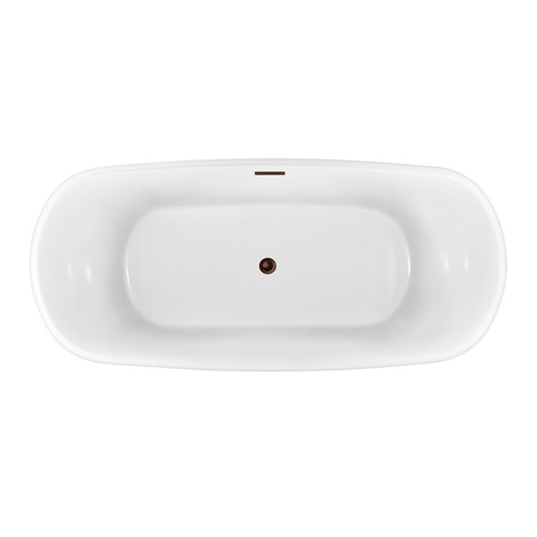 Streamline 31W x 67L Glossy Black Acrylic Bathtub and a Matte Oil Rubbed Bronze Center Drain