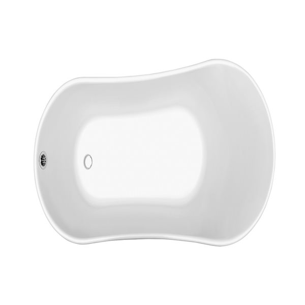 Streamline 28W x 59L Glossy White Acrylic Clawfoot Bathtub with Polished Chrome Feet and Reversible Drain