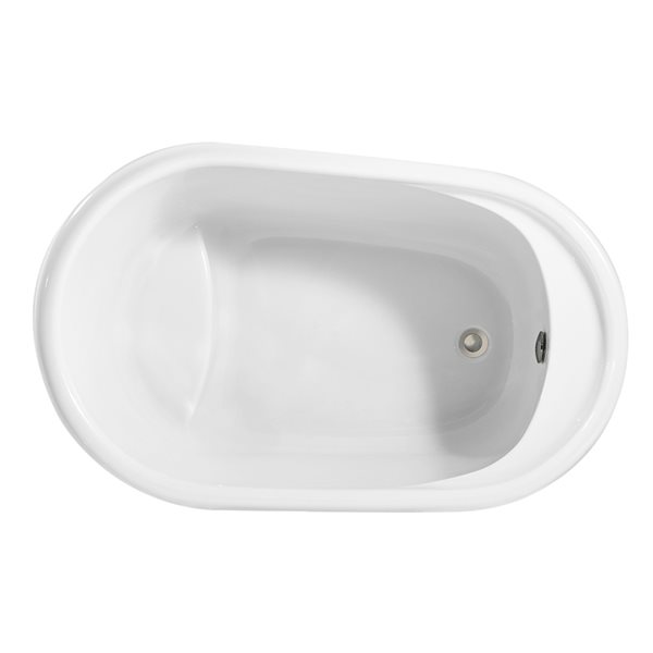 Baignoire en acrylique blanc lustré Streamline de 32 po x 51 po avec drain réversible nickel brossé