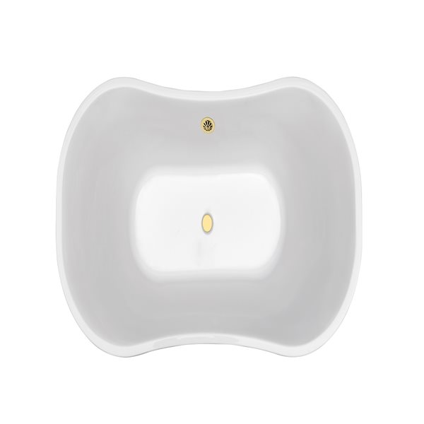 Streamline 34W x 68L Glossy White Acrylic Bathtub and a Polished Gold Center Drain