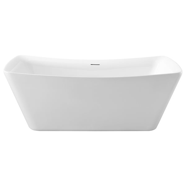 Baignoire en acrylique blanc lustré Streamline de 30 po x 62 po avec drain centré chrome poli