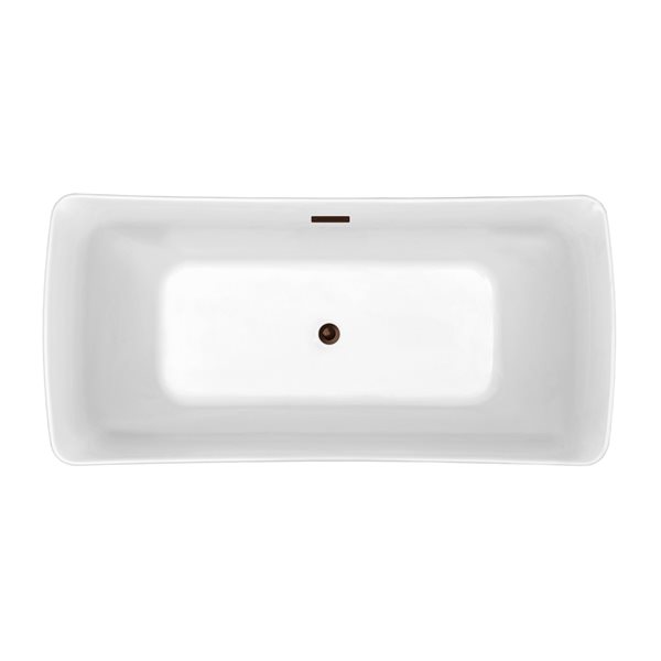 Streamline 31W x 67L Glossy White Acrylic Bathtub and a Matte Oil Rubbed Bronze Center Drain