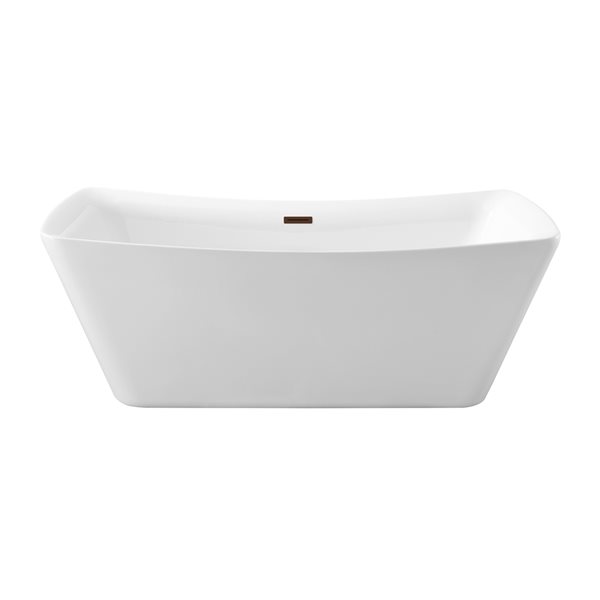 Streamline 31W x 67L Glossy White Acrylic Bathtub and a Matte Oil Rubbed Bronze Center Drain