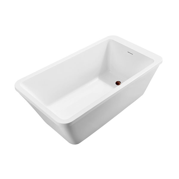 Streamline 32W x 60L Glossy White Acrylic Bathtub and a Matte Oil Rubbed Bronze Reversible Drain