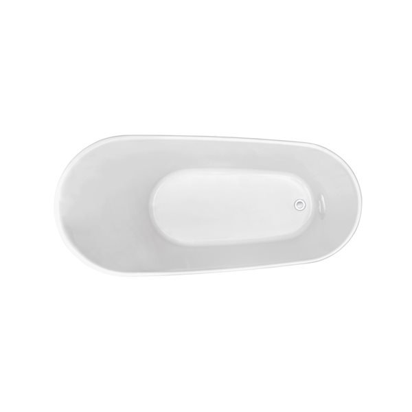 Streamline 30W x 63L Glossy White Acrylic Bathtub and a Polished Chrome Reversible Drain