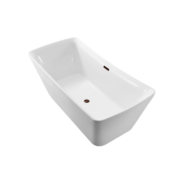 Streamline 31W x 70L Glossy White Acrylic Bathtub and a Matte Oil Rubbed Bronze Center Drain