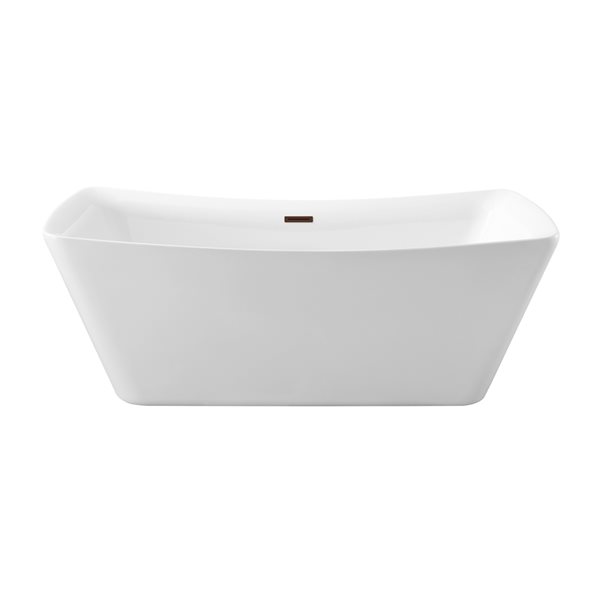 Streamline 31W x 70L Glossy White Acrylic Bathtub and a Matte Oil Rubbed Bronze Center Drain