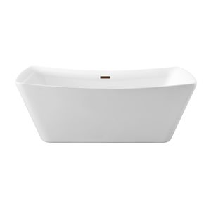 Streamline 31W x 70L Glossy White Acrylic Bathtub and a Matte Oil Rubbed Bronze Center Drain