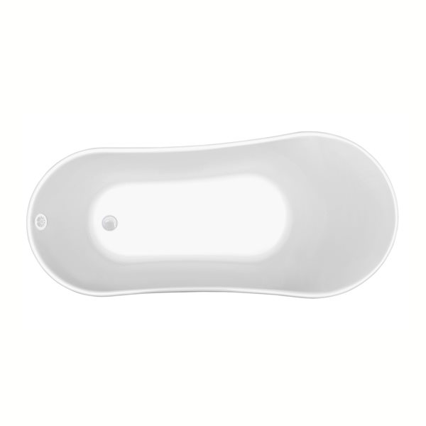 Streamline 32W x 67L Glossy White Acrylic Clawfoot Bathtub with Glossy White Feet and Reversible Drain