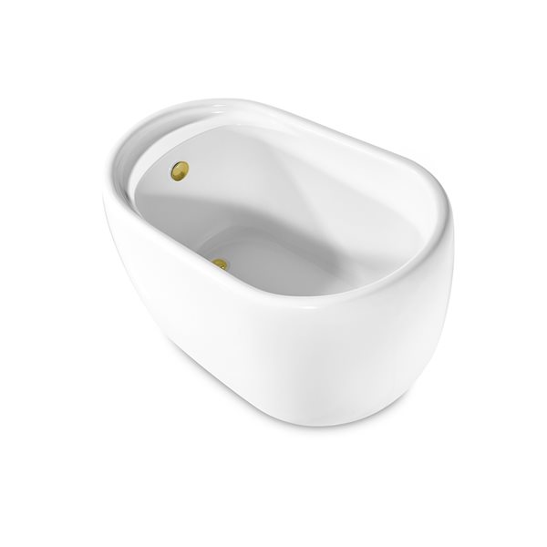 Streamline 32W x 51L Glossy White Acrylic Bathtub and a Polished Gold Reversible Drain