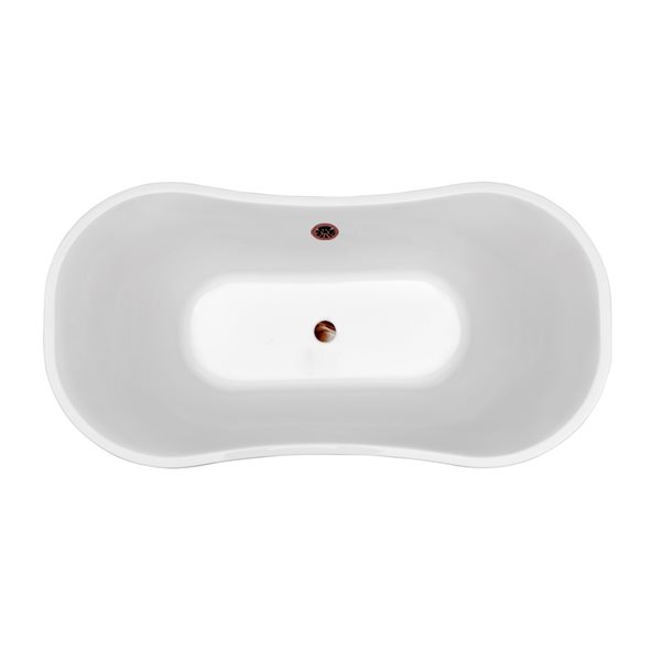 Baignoire en acrylique blanc lustré Streamline de 32 po x 60 po avec drain centré bronze huilé mat et plateau