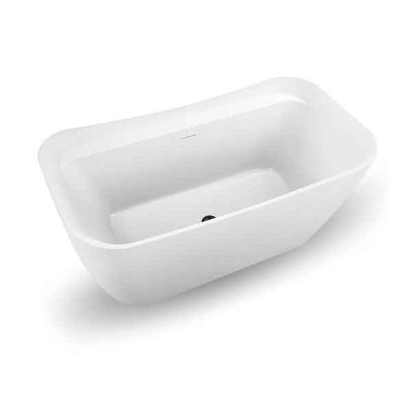 Streamline 31W x 59L Glossy White Acrylic Bathtub and a Matte Oil Rubbed Bronze Center Drain