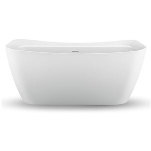 Streamline 31W x 59L Glossy White Acrylic Bathtub and a Matte Oil Rubbed Bronze Center Drain