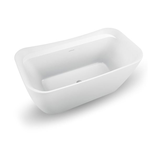 Streamline 31W x 59L Glossy White Acrylic Bathtub and a Polished Chrome Center Drain