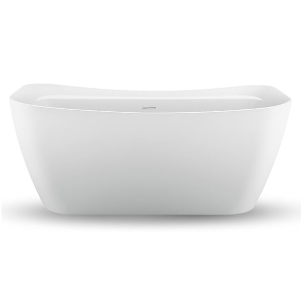 Streamline 31W x 59L Glossy White Acrylic Bathtub and a Polished Chrome Center Drain