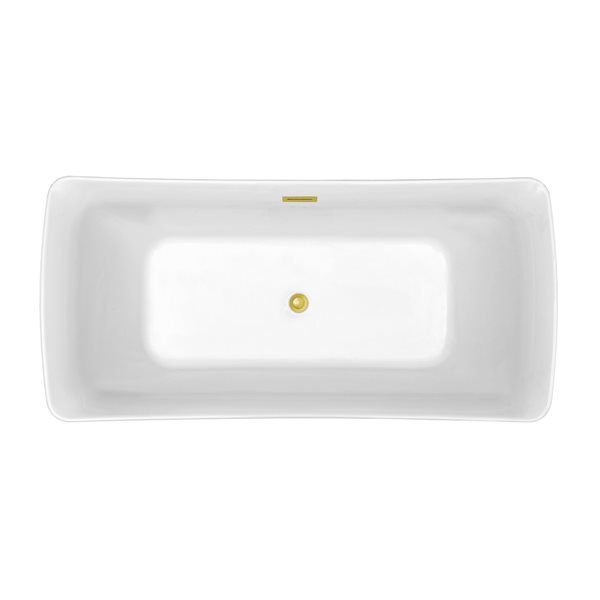 Streamline 31W x 70L Glossy White Acrylic Bathtub and a Polished Gold Center Drain