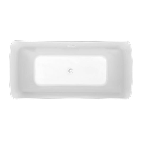 Streamline 31W x 70L Glossy White Acrylic Bathtub and a Glossy White Center Drain