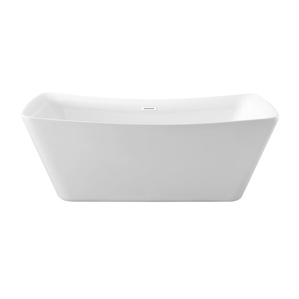 Streamline 31W x 70L Glossy White Acrylic Bathtub and a Glossy White Center Drain