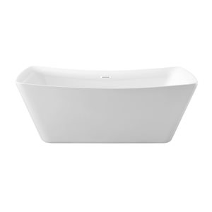 Streamline 31W x 70L Glossy White Acrylic Bathtub and a Glossy White Center Drain