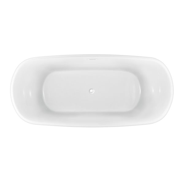 Baignoire en acrylique noir lustré Streamline de 31 po x 67 po avec drain centré blanc lustré