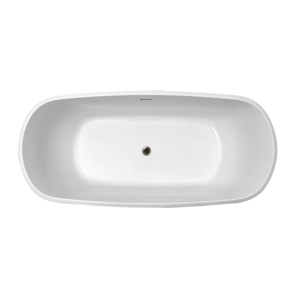 Streamline 28W x 59L Glossy White Acrylic Bathtub and a Brushed Nickel Center Drain