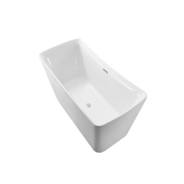 Streamline 30W x 62L Glossy White Acrylic Bathtub and a Polished Chrome Center Drain