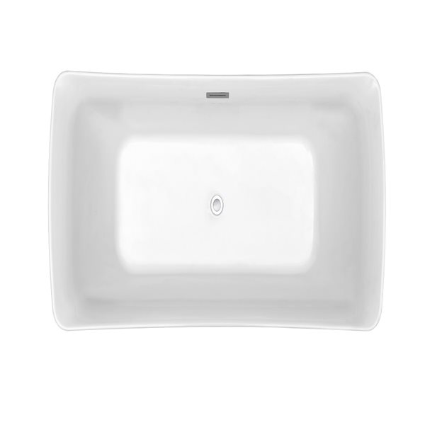 Streamline 30W x 62L Glossy White Acrylic Bathtub and a Polished Chrome Center Drain