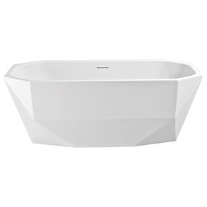 Streamline 29W x 63L Glossy White Acrylic Bathtub and a Matte Black Center Drain