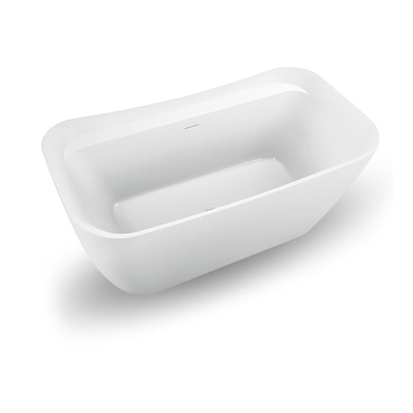 Streamline 31W x 59L Glossy White Acrylic Bathtub and a Glossy White Center Drain