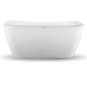 Streamline 31W x 59L Glossy White Acrylic Bathtub and a Glossy White Center Drain