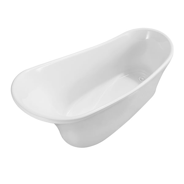 Streamline 31W x 67L Glossy White Acrylic Bathtub and a Glossy White Reversible Drain