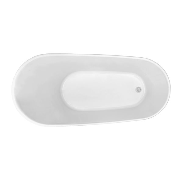 Streamline 31W x 67L Glossy White Acrylic Bathtub and a Glossy White Reversible Drain