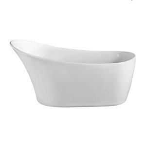 Streamline 30W x 63L Glossy White Acrylic Bathtub and a Polished Gold Reversible Drain