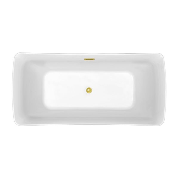 Streamline 30W x 62L Glossy White Acrylic Bathtub and a Polished Gold Center Drain