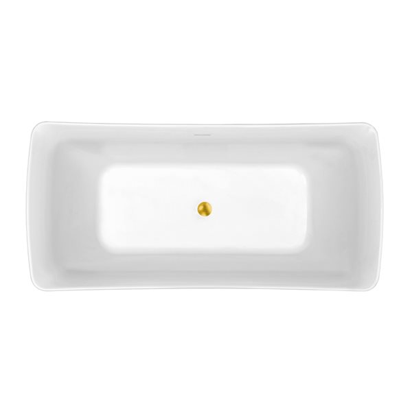 Streamline 30W x 62L Glossy White Acrylic Bathtub and a Polished Gold Center Drain