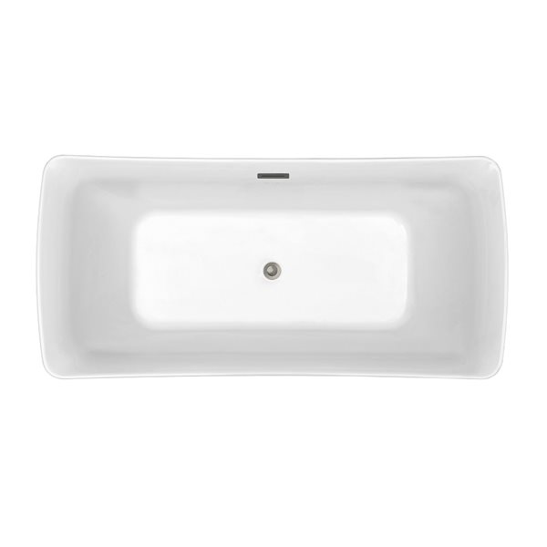 Streamline 30W x 62L Glossy White Acrylic Bathtub and a Brushed Nickel Center Drain