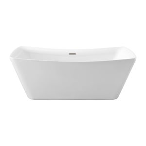 Streamline 30W x 62L Glossy White Acrylic Bathtub and a Brushed Nickel Center Drain