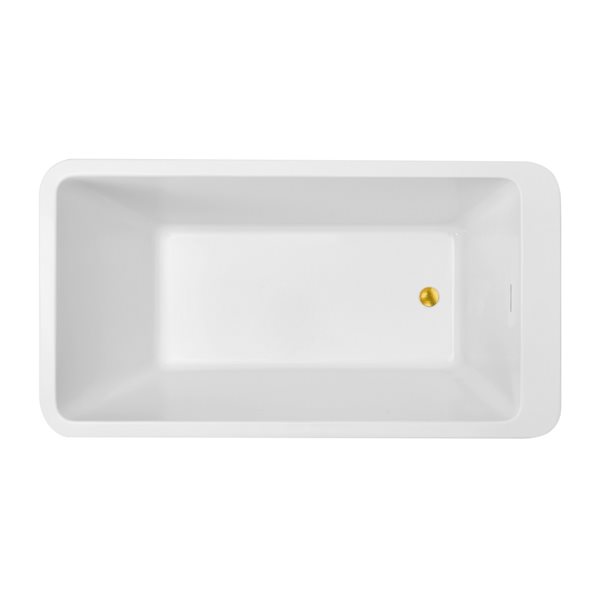 Streamline 32W x 60L Glossy White Acrylic Bathtub and a Polished Gold Reversible Drain