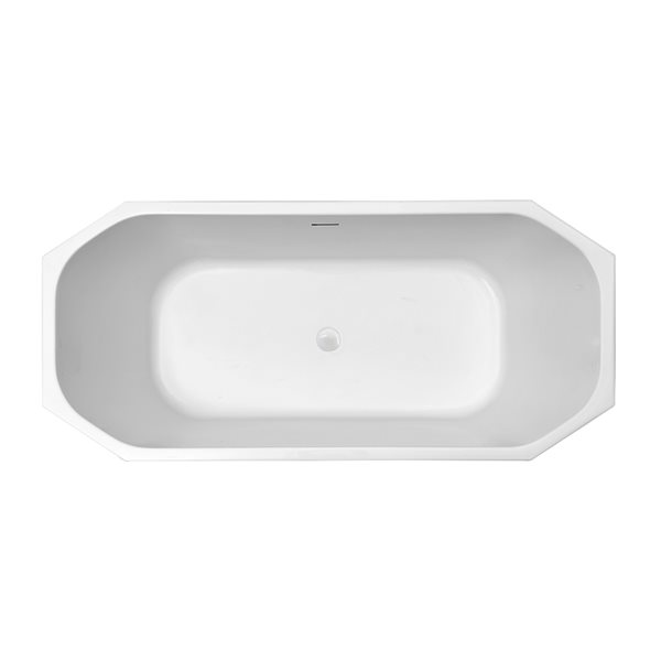 Streamline 29W x 63L Glossy White Acrylic Bathtub and a Glossy White Center Drain