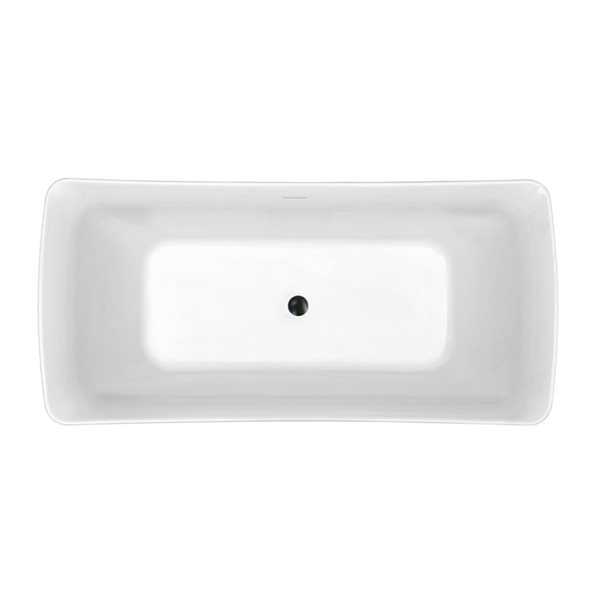 Streamline 30W x 62L Glossy White Acrylic Bathtub and a Matte Black Center Drain