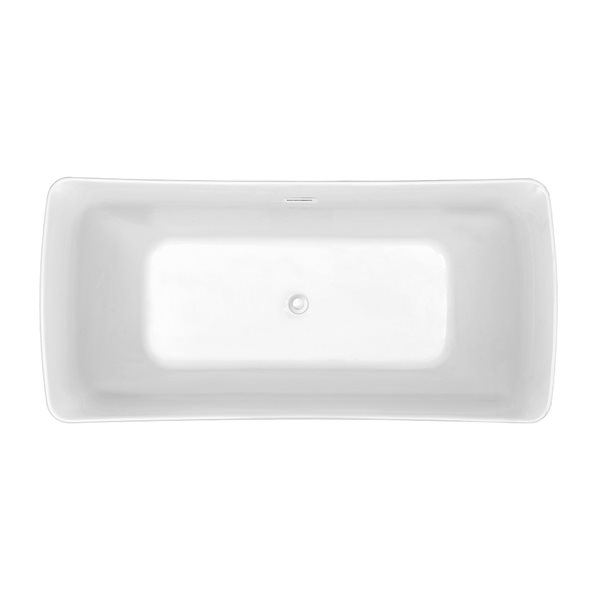 Streamline 30W x 62L Glossy White Acrylic Bathtub and a Glossy White Center Drain