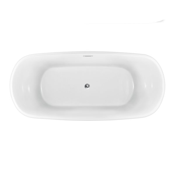 Streamline 31W x 67L Glossy Black Acrylic Bathtub and a Polished Chrome Center Drain